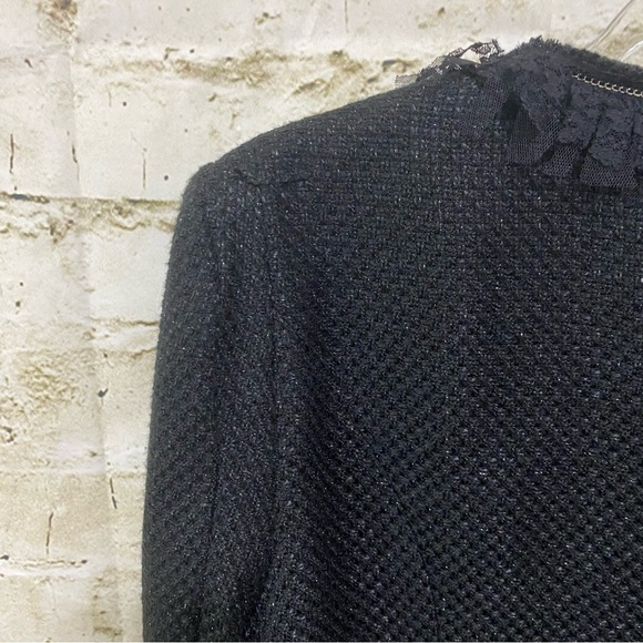 NWT Love 21 Forever 21 Black Tweed Lace Chain Blazer Jacket - Picture 5 of 7